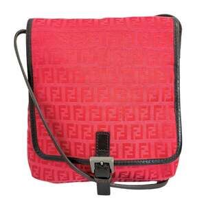 FENDI Pink Canvas Zucca Shoulder Bag